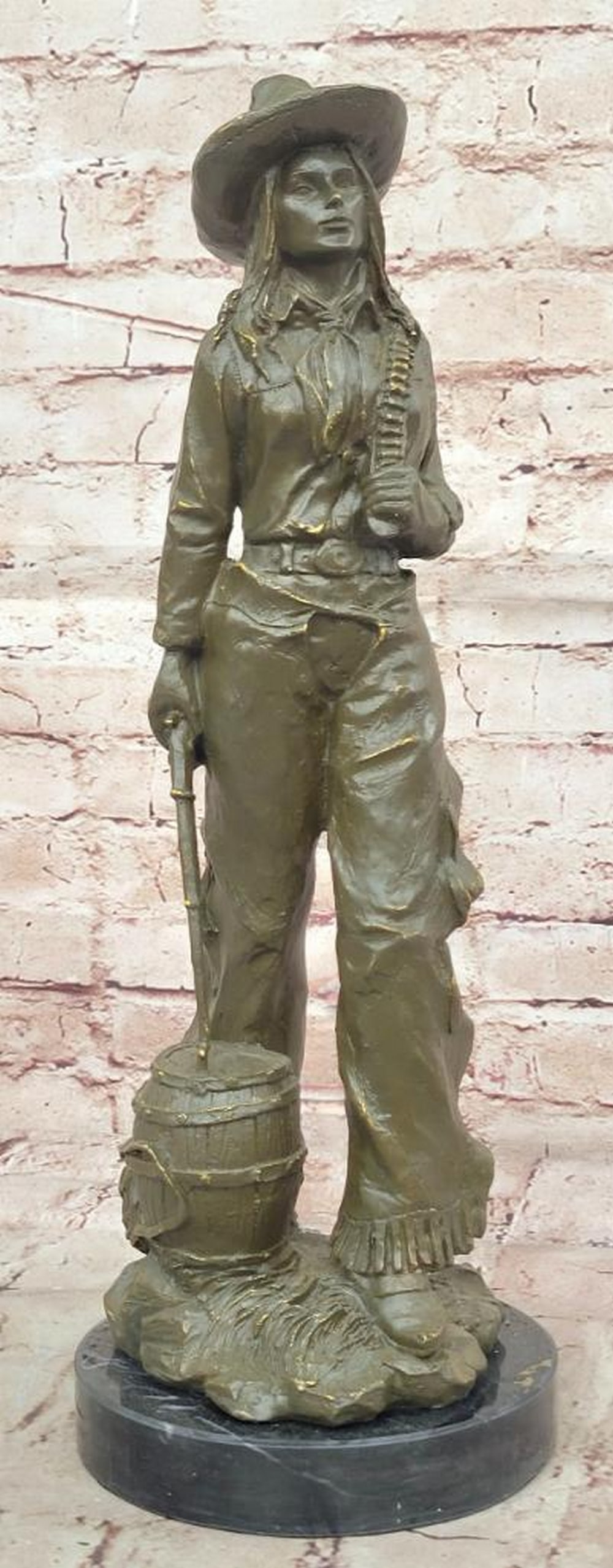 Original American Western Bronze Cowgirl Sculpture by Milo – 16.5" x 5.5" (1 of 6)