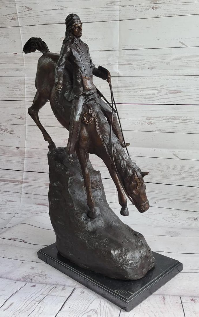 Remington Inspired Descending Mountain Man Bronze Sculpture - 25.5" x 20" (1 of 7)