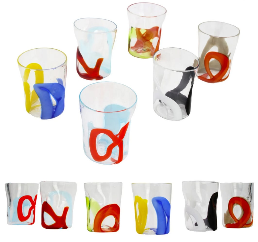 Chagall Tumblers Set - Murano Glass: Chagall Tumblers Set - Murano Glass This set of 6 glasses is entirely hand-blown and crafted by renowned Murano glass masters. These traditional goths are made to the "first," meaning they are
