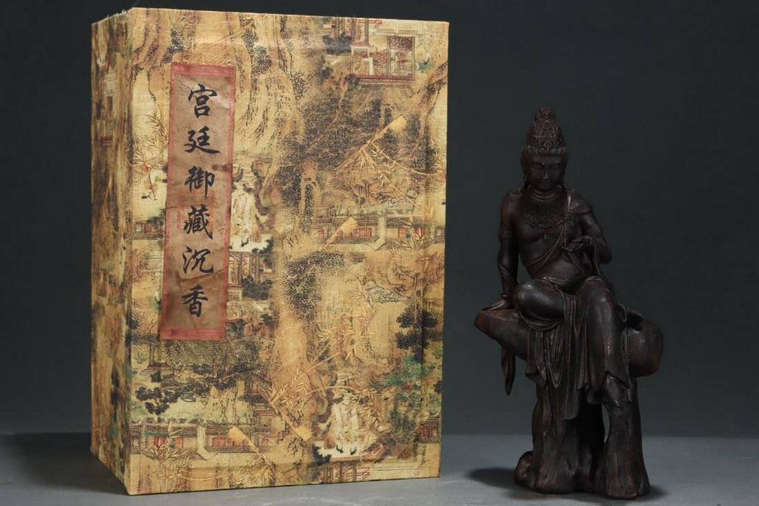 Inspired Palace Collection Agarwood Guanyin Statue – Seated Bodhisattva in Fragrant Form: Inspired Palace Collection Agarwood Guanyin Statue – Seated Bodhisattva in Fragrant Form This seated Guanyin statue, carved from aromatic agarwood, is inspired from an old palace collection. The