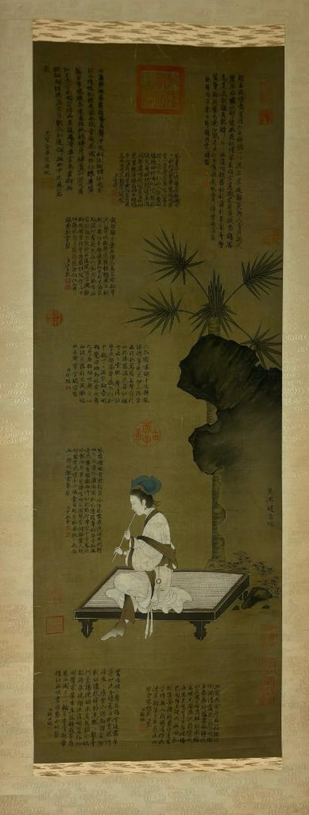 Zhao Mengji Inspired Hand-Painted Scroll: Narrative Scene: Zhao Mengji Inspired Hand-Painted Scroll: Narrative Scene This scroll painting inspired by Zhao Mengji showcases the refined elegance and narrative depth of classical Chinese figure painting. Rich in