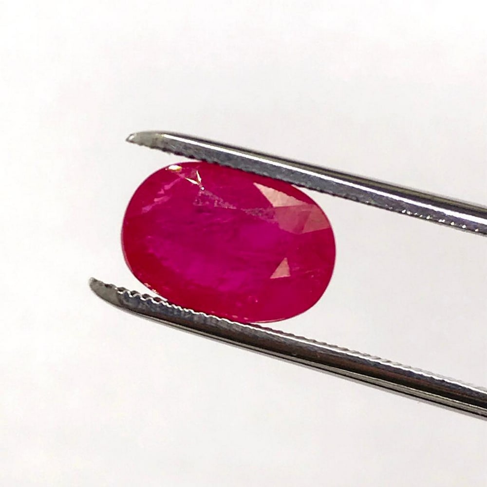 3.16ct Faceted Oval Ruby Gemstone: Faceted Oval Ruby Rubies are often associated with wealth and prosperity. Many ancient crowns were decorated with rubies, because they represented good fortune and courage. The ruby's deep red