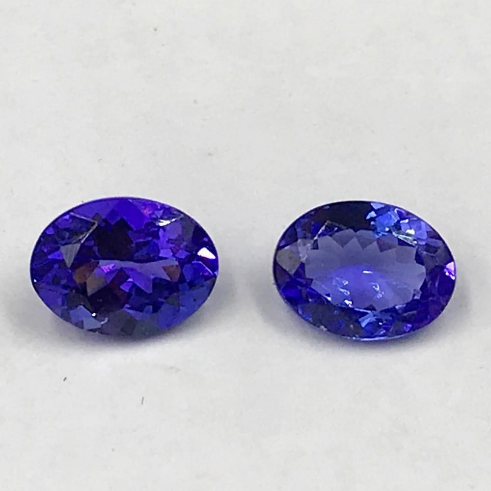 2.66ct Pair of Faceted Tanzanite Ovals Gemstones: Pair of Faceted Tanzanite Ovals Tanzanite gems are believed to represent heart and intellect combined with intuition and purity. These stones are used as symbols of dignity, truth, judgement and longe