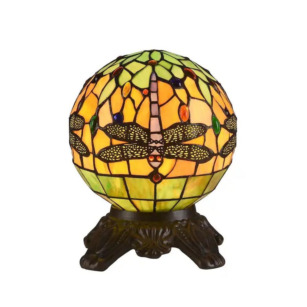Dragonfly Tiffany-Inspired 1-Light Table Lamp in Dark Bronze (1 of 4)