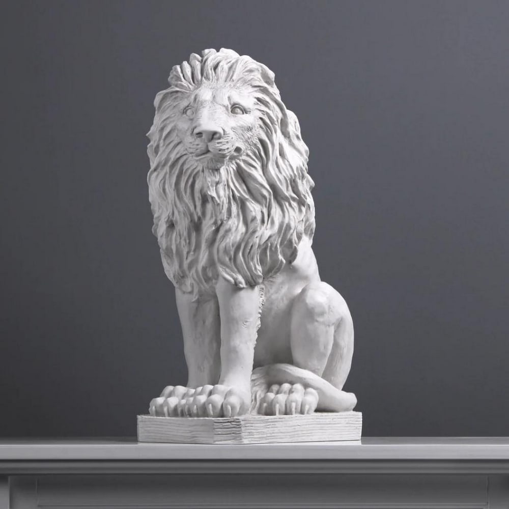 Large White Carrara Marble Sitting Lion Statue - 31.2lbs: Large White Carrara Marble Sitting Lion Statue - 31.2lbs A wonderful Large Sitting Lion Statue is ideal for indoor and outdoor decoration purpose also. Height: 53 cm / 20.7" Width: 23 cm / 9" 