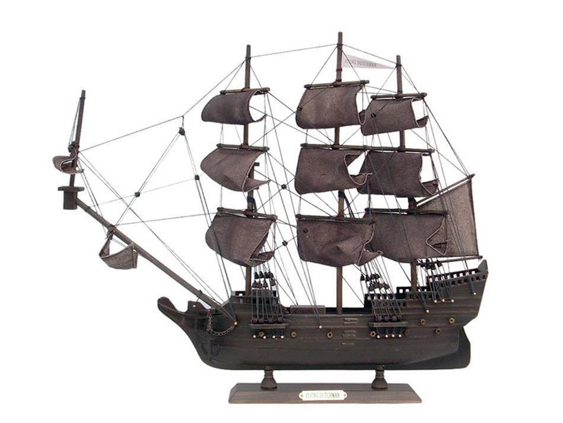 20" Hand-Crafted Wooden Flying Dutchman Pirate Ship Replica (1 of 6)