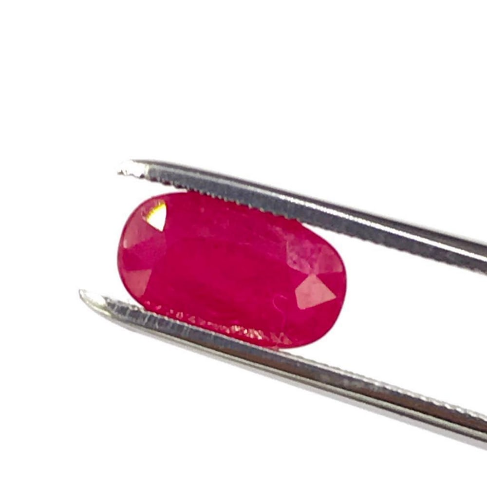 2.07ct Faceted Oval Ruby Gemstone: Faceted Oval Ruby Rubies are often associated with wealth and prosperity. Many ancient crowns were decorated with rubies, because they represented good fortune and courage. The ruby's deep red col
