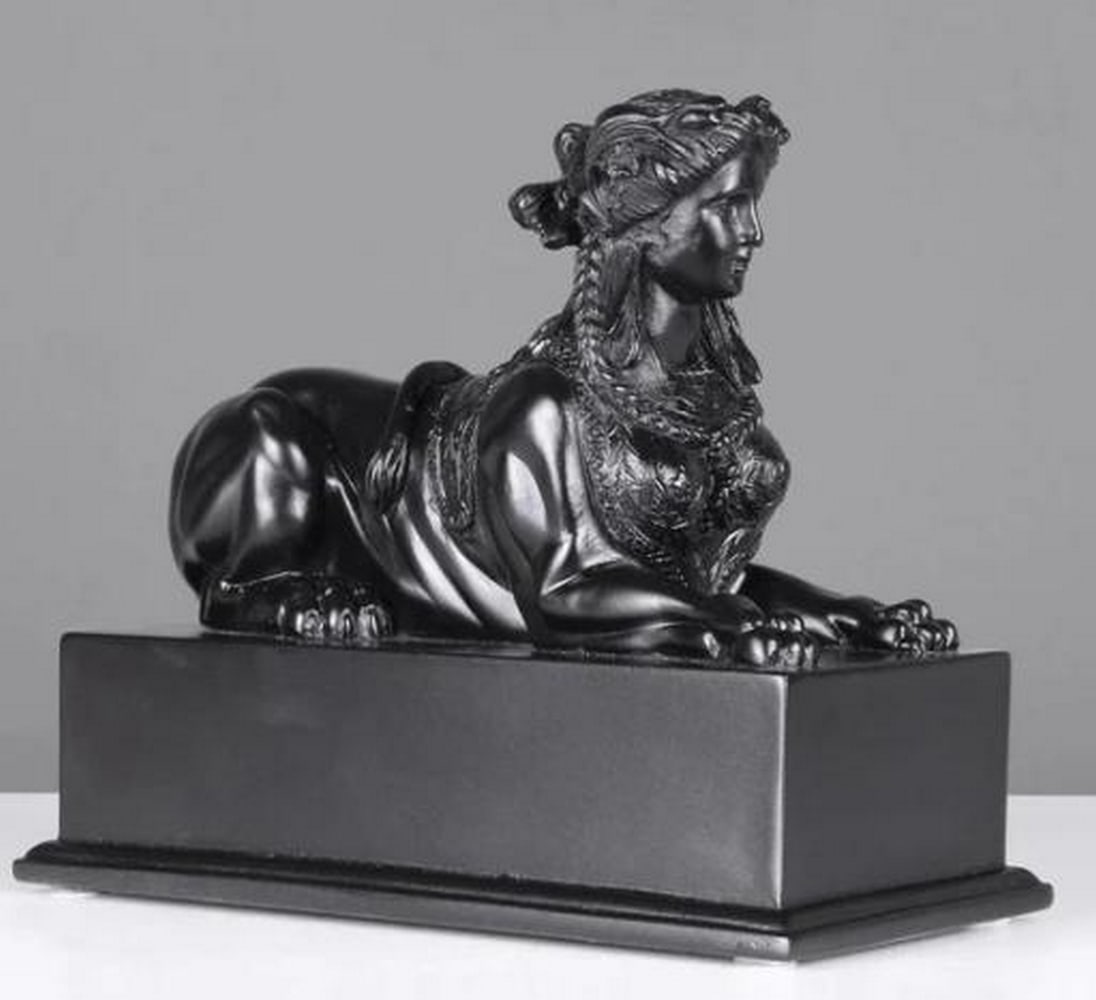 Solid Black Sphinx On Base Carrara Marble Statue (1 of 2)