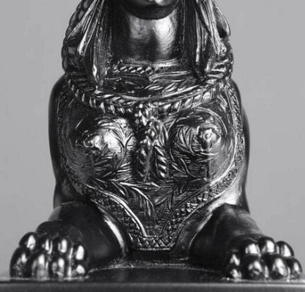 Solid Black Sphinx On Base Carrara Marble Statue - 2