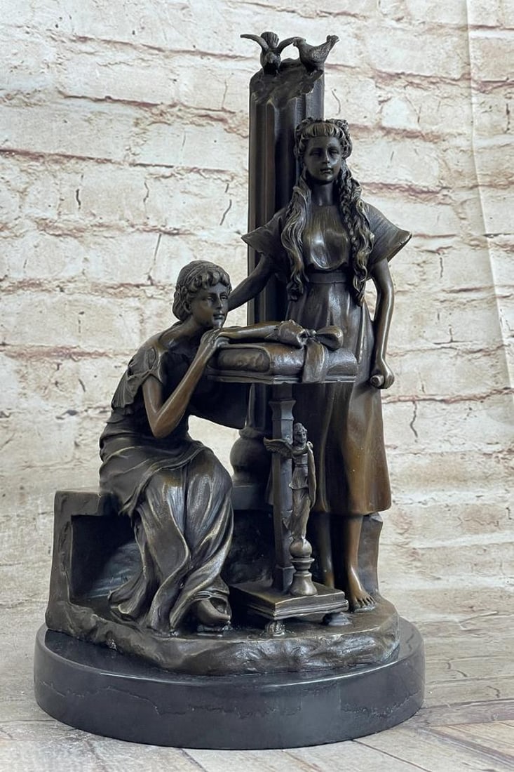The Romance Novel" Inspired Bronze Statue by Auguste Moreau - 14" x 8.5 (1 of 7)