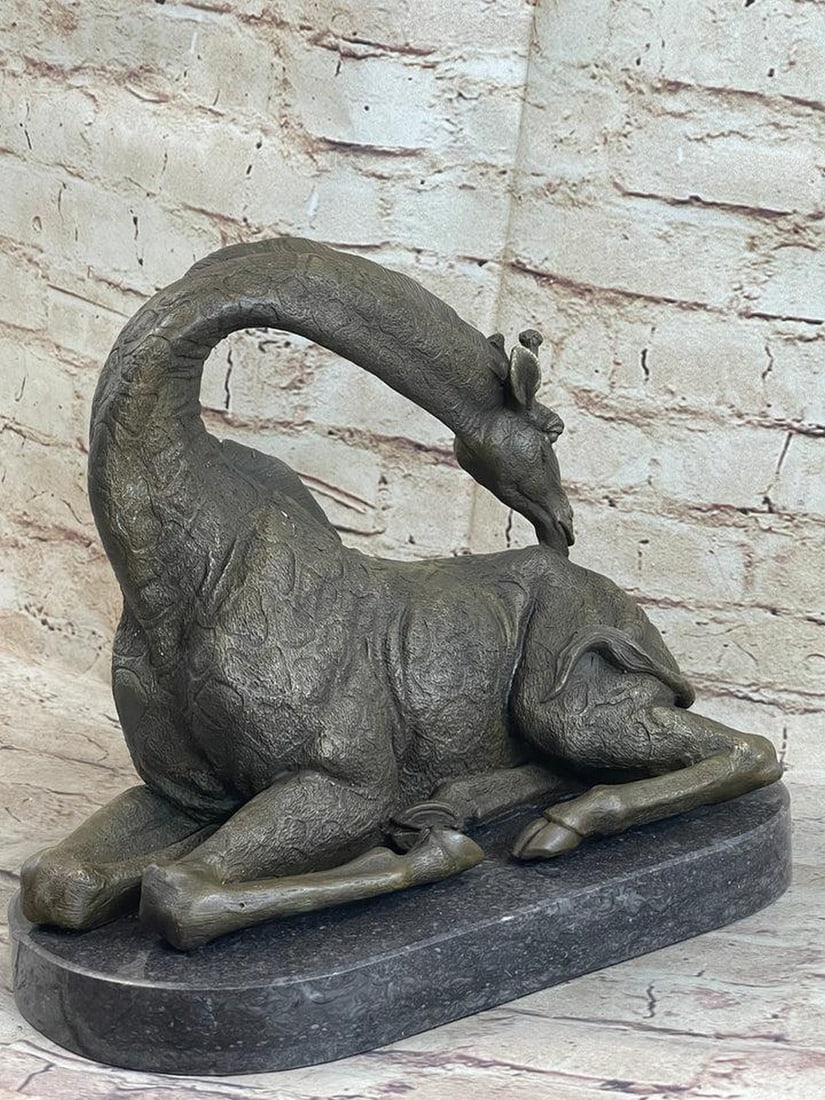 Graceful Giraffe Bronze Statue - 3