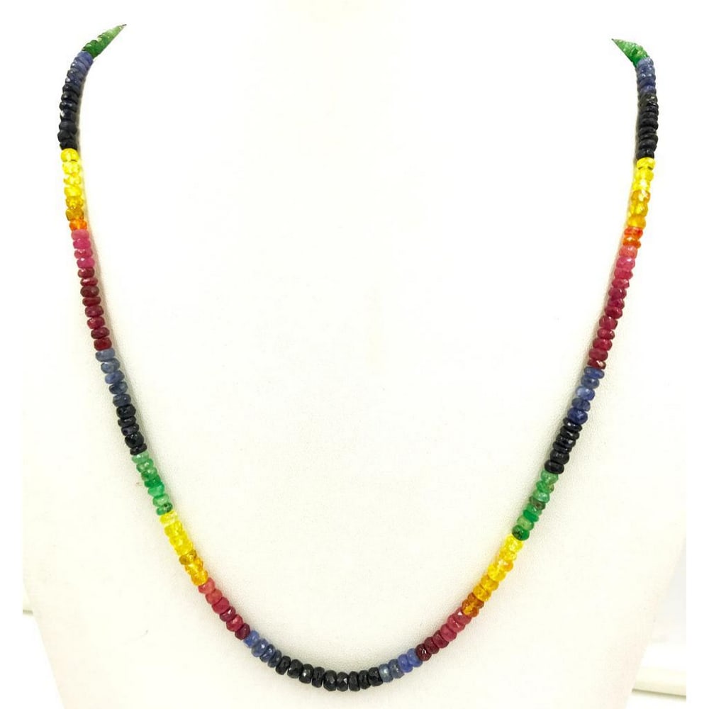 Multi color sapphire faceted beads string necklace (1 of 1)
