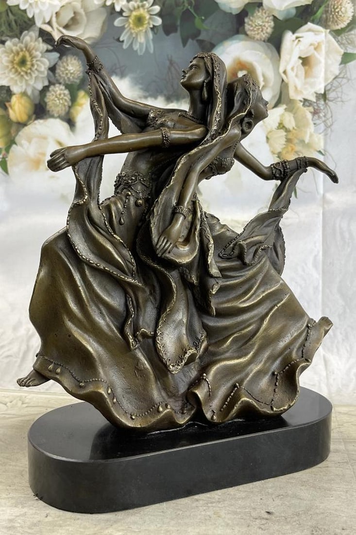 Original Gemini "Twin Dancer Girls" Bronze Sculpture Signed By Artist - 10lbs (11" X 10"): Original Gemini "Twin Dancer Girls" Bronze Sculpture Signed By Artist - 10lbs (11" X 10") This bronze sculpture of the female twins stands for the Gemini zodiac dual sign. Geminians ar