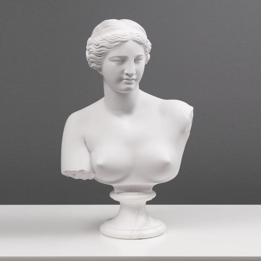 Greek Bust of Venus de Milo Sculpture - (9.7lbs): Greek Bust of Venus de Milo Sculpture - (9.7lbs) The Bust of Venus de Milo draws inspiration from the ancient Greek statue of Aphrodite, the Greek goddess associated with love and beauty. The original