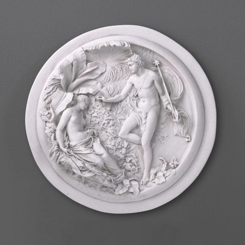 Enchanted Harmony: Oberon and Titania Bas-Relief by E.W. Wyon, 1848 - 7" x 7" (1 of 4)