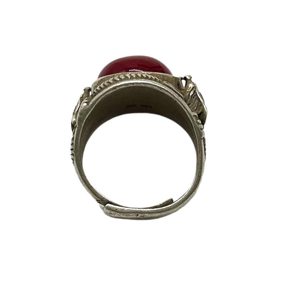 Double Dragon Red Gem Ring - 3
