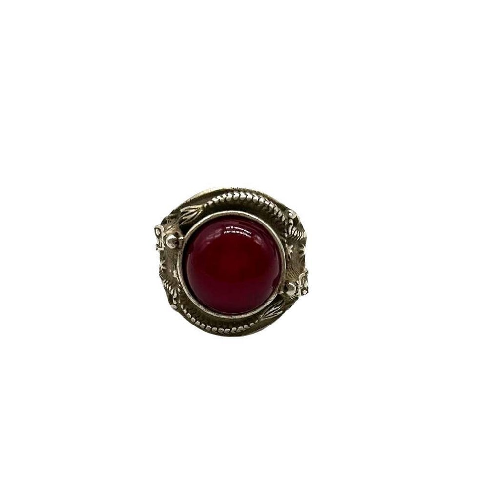 Double Dragon Red Gem Ring - 4