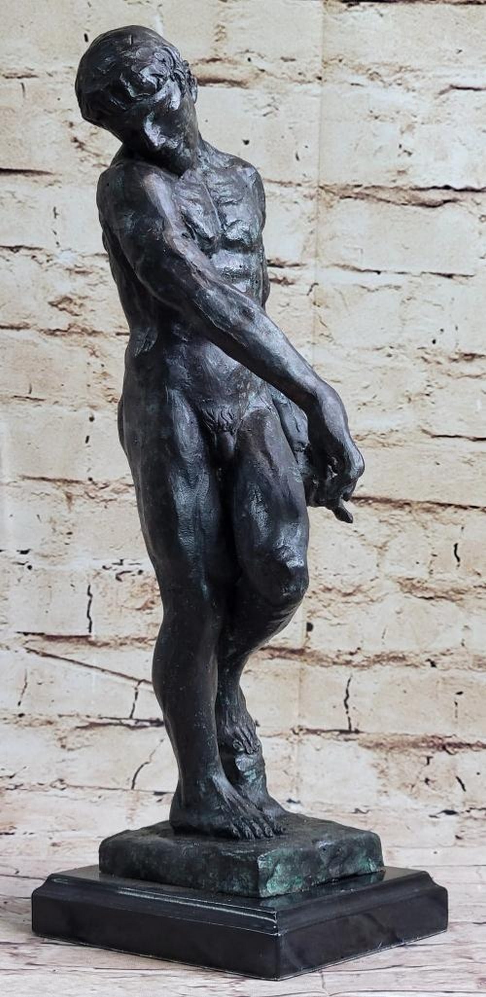The Thinker Adam Bronze Sculpture in the Manner of Rodin - 15'' x 5'': The Thinker Adam Bronze Sculpture in the Manner of Rodin - 15" x 5" Introducing an Impressive Bronze Sculpture: This figure of Adam is meticulously handcrafted with careful attention to detail. 
