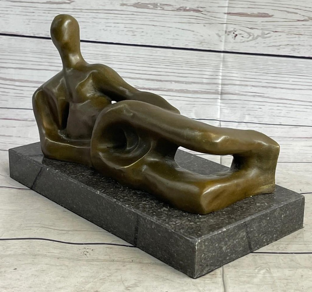 Modern Abstract Figure Bronze Sculpture: Modern Abstract Figure Bronze Sculpture True to the artist Henry Moore abstract and representational style, the woman is proportionally exaggerated, giving a defined plumpness to every part of her for