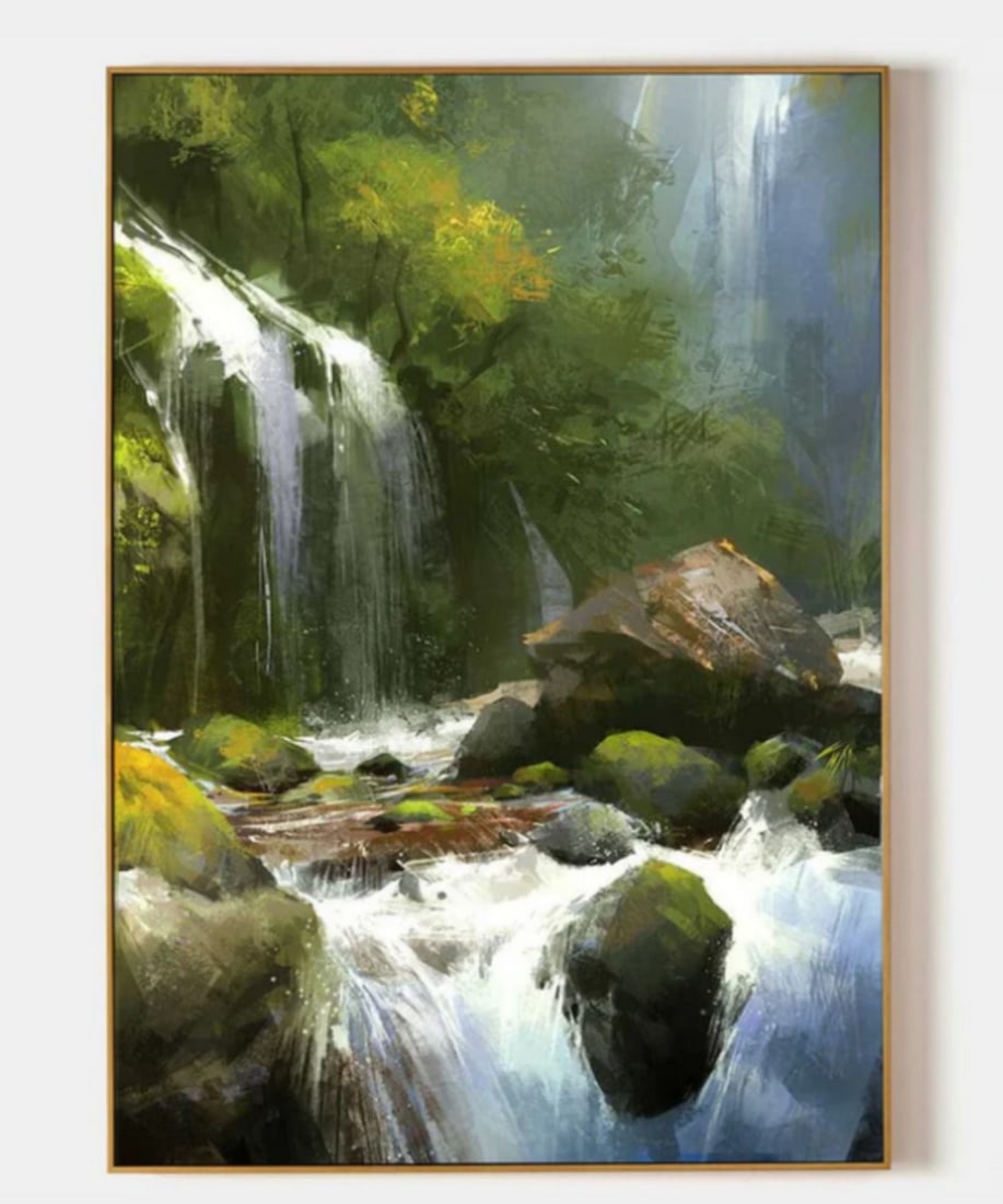 'Tranquil Cascade'' Hyperrealism Canvas Painting (1 of 2)