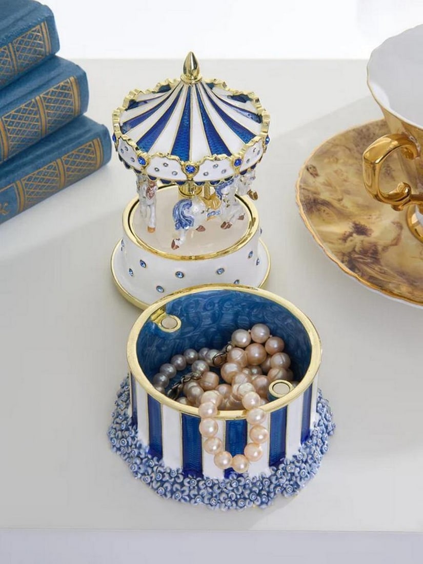 Golden Crystal Carousel Trinket Box - 2