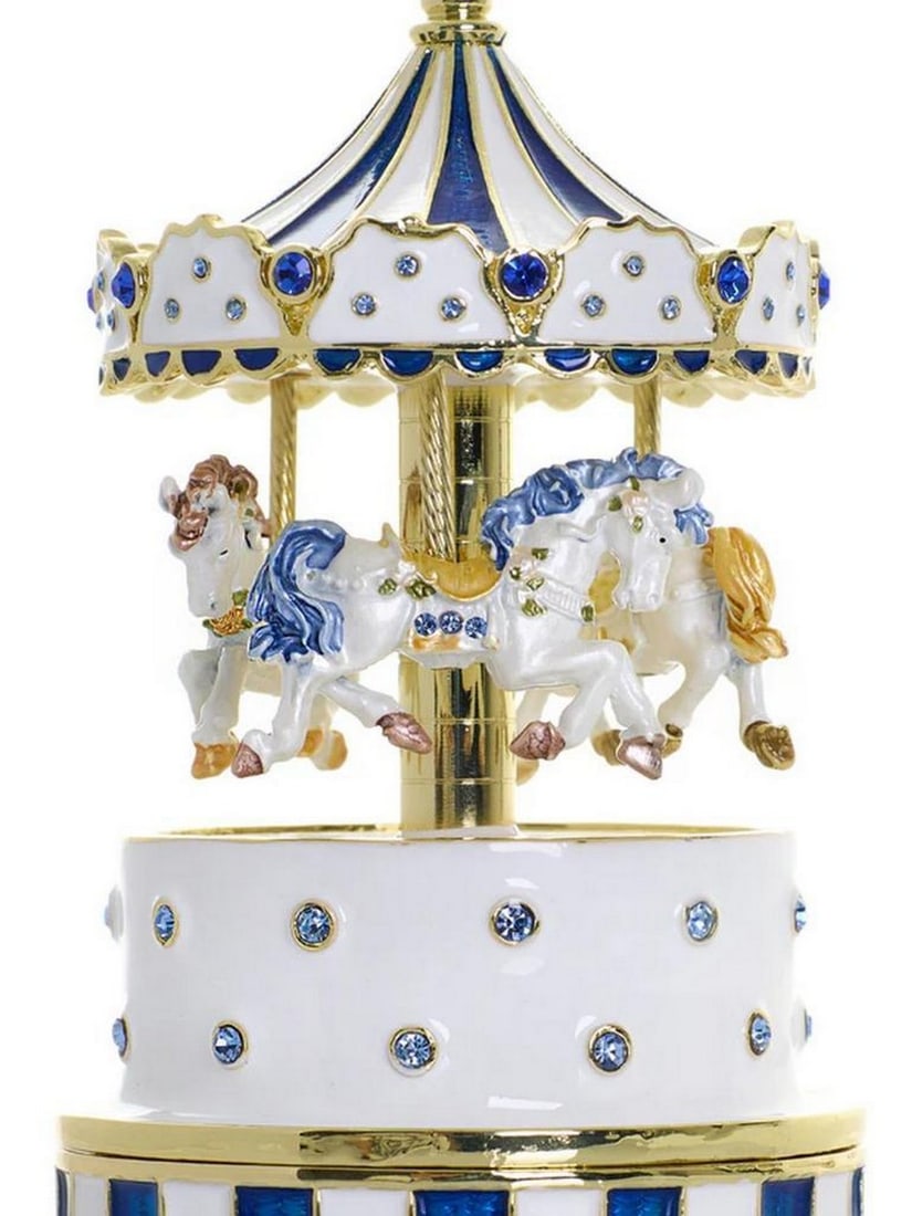 Golden Crystal Carousel Trinket Box - 3