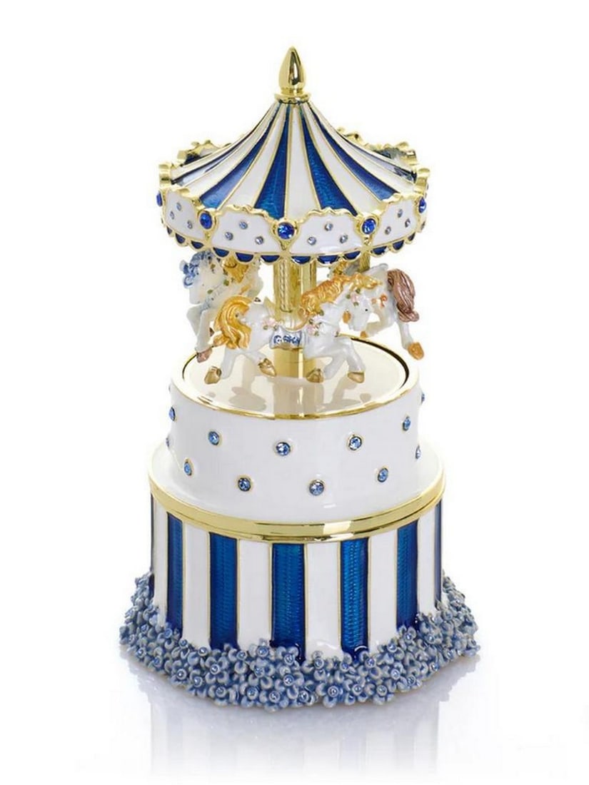 Golden Crystal Carousel Trinket Box - 4