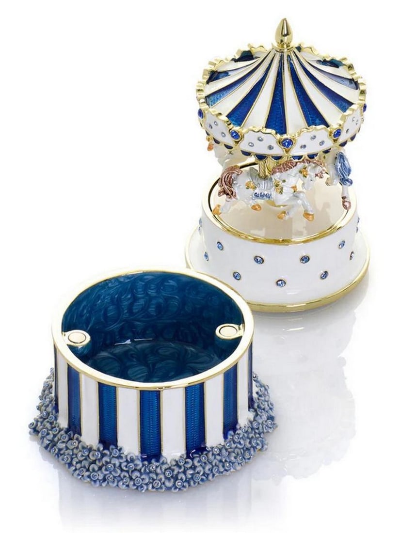 Golden Crystal Carousel Trinket Box - 5