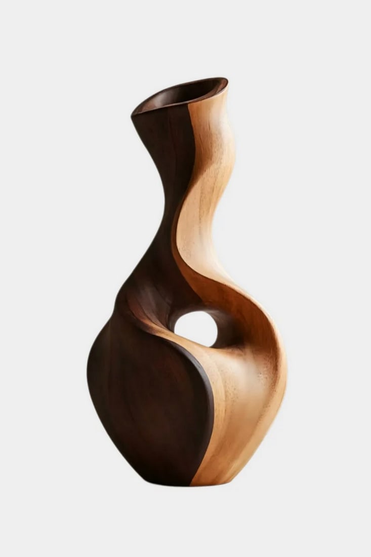 'Flowing Dual Curve Form'' - Contemporary Wooden Sculptural Vase (1 of 3)
