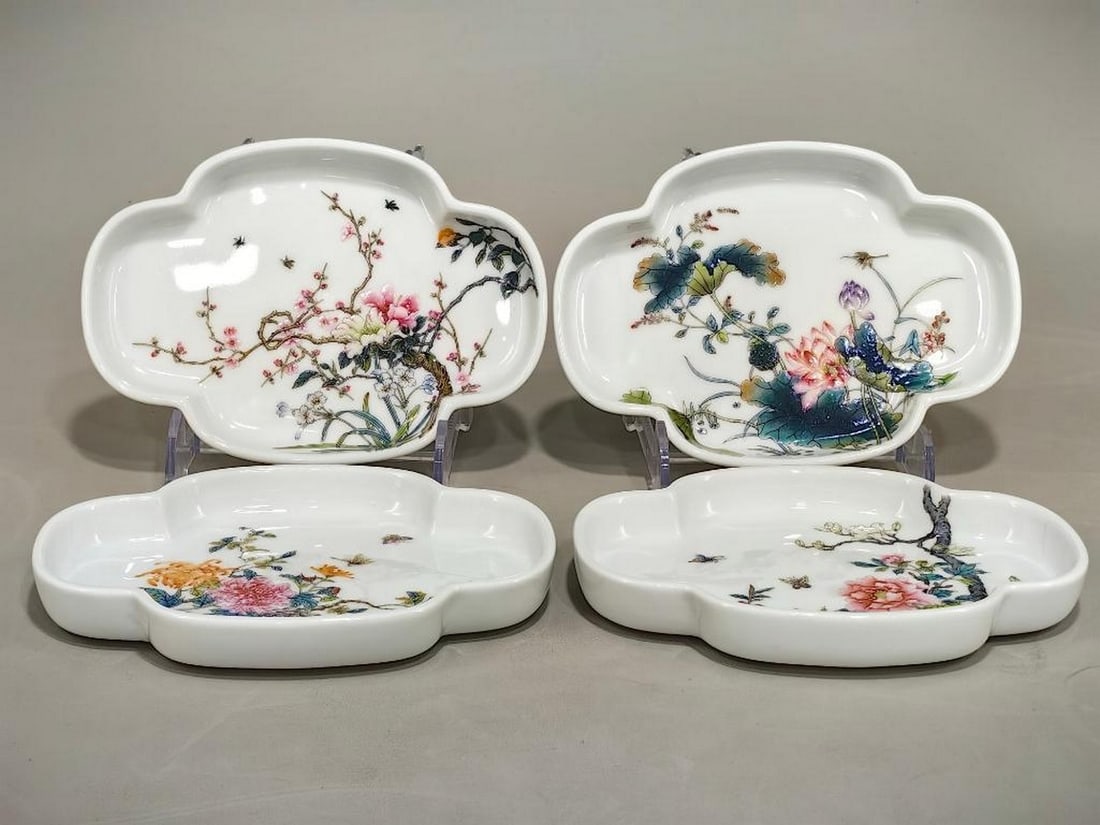 Enamel Color Four Seasons Floral Pattern Plates Set: Enamel Color Four Seasons Floral Pattern Plates Set A stunning set of plates, each adorned with an intricate enamel color design representing the Four Seasons. Each plate captures the beauty of nature