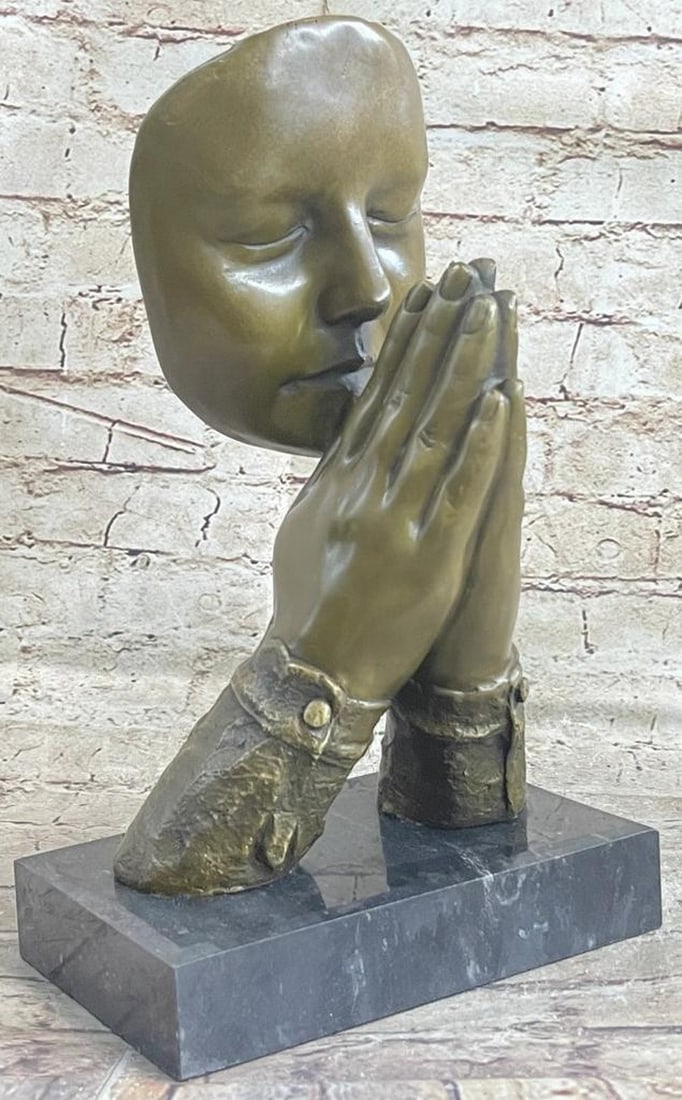 Praying Floating Face Bronze Sculpture Inspired by Salvador Dali - 13'' x 8.5'' (1 of 7)