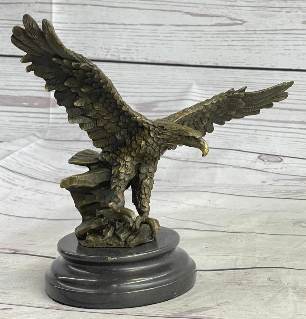 Eagle with Spread Wings Landing Original Bronze Statue - 7'' x 9'' (1 of 6)