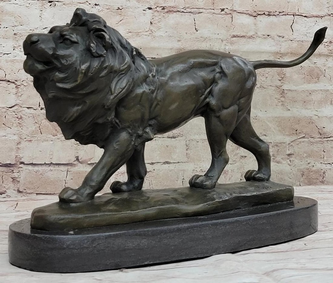 Miguel Lopez Original Bronze Sculpture of a Prowling African Male Lion King - 9'' x 14'' (1 of 7)
