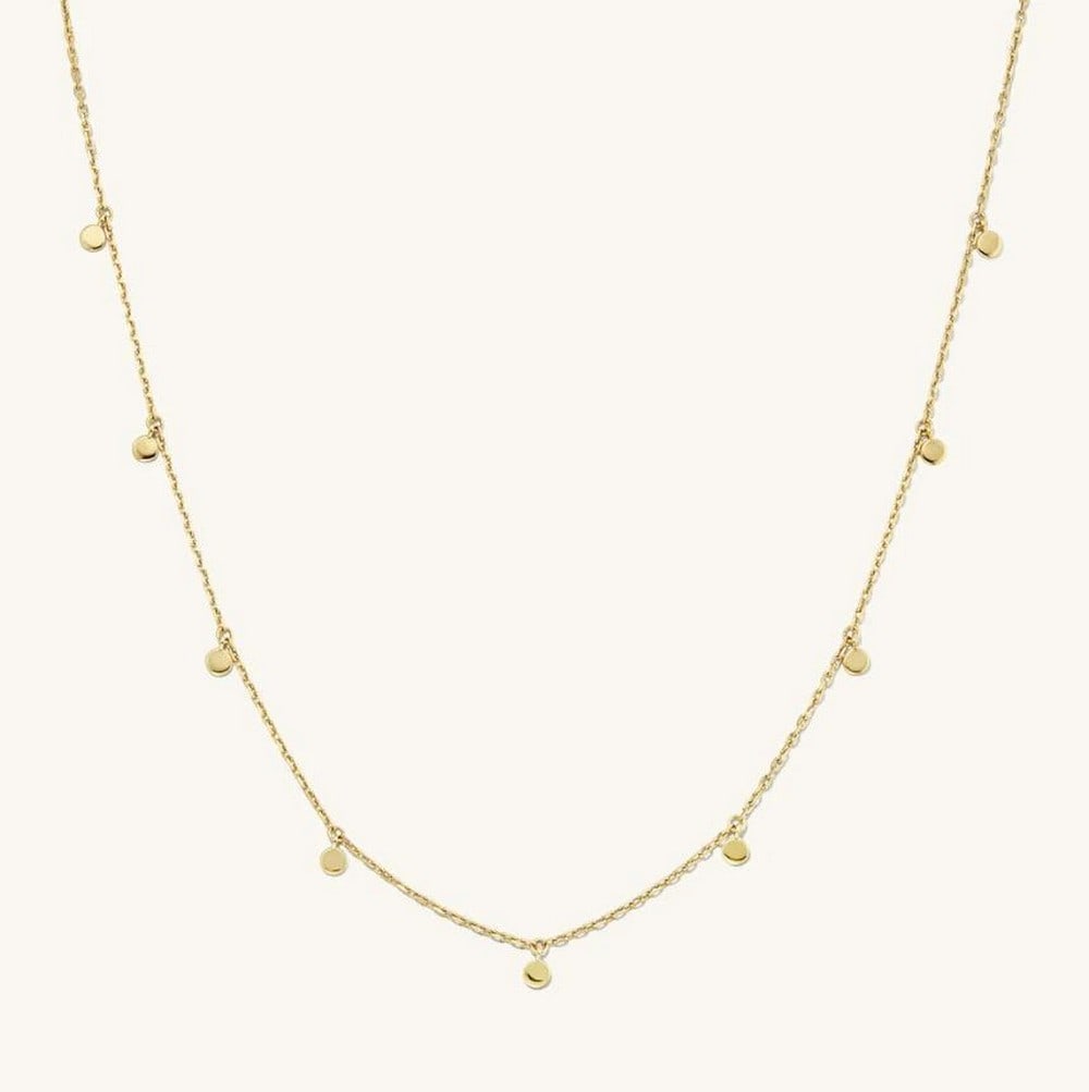 Gold Vermeil Polka Link Necklace: Gold Vermeil Polka Link Necklace Add a touch of elegance with mini golden dots. This chain necklace is designed to layer perfectly, bringing dimension and shine to your everyday stack. Not to be confu
