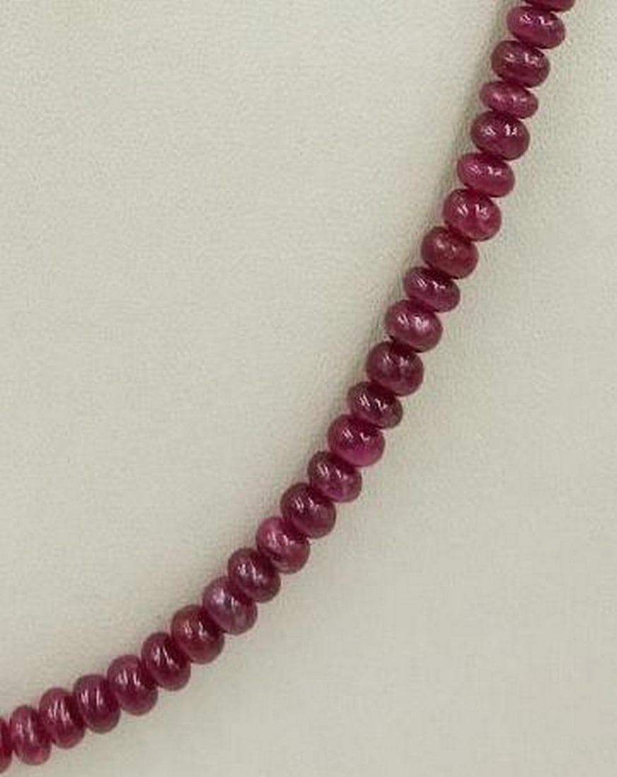 18'' Plain Ruby Beads String Necklace - 2
