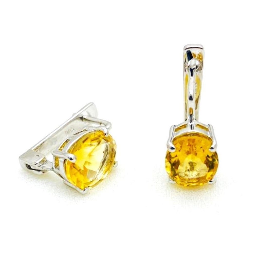 Citrine Oval Gemstone Latch Back Earrings (1 of 1)