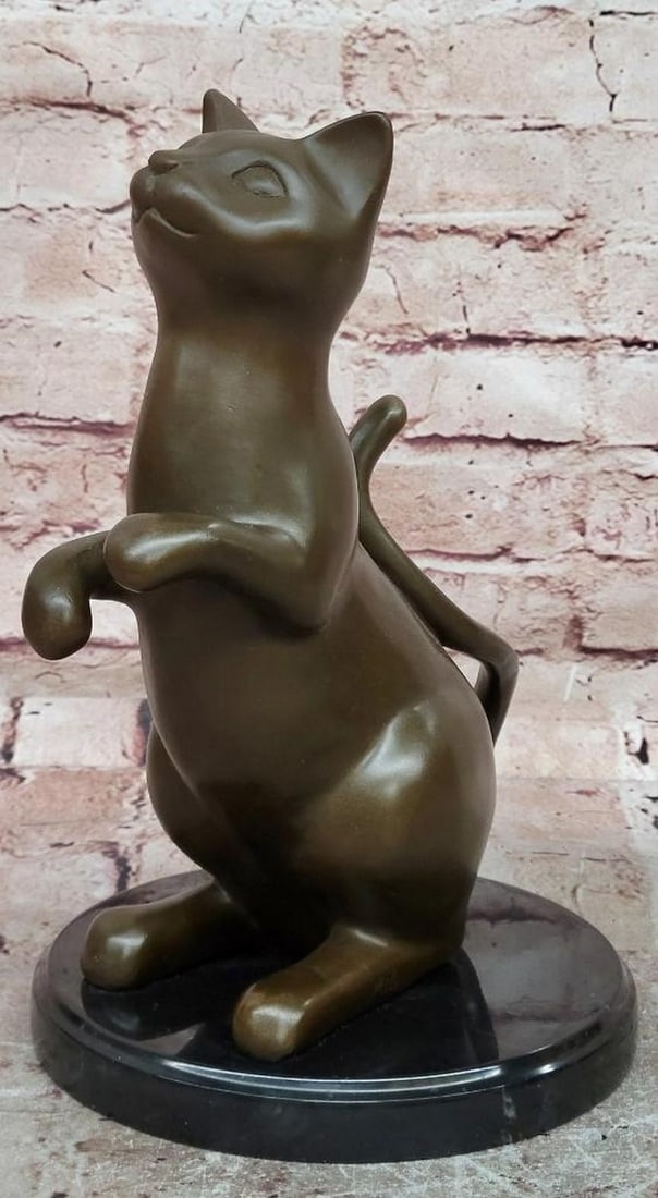 Milo Original Abstract Cat Bronze Sculpture - 10.5'' x 8'': Milo Original Abstract Cat Bronze Sculpture - 10.5" x 8" This original bronze sculpture depicts an abstract cat with smooth, flowing lines that emphasize posture, balance, and elegance. The styl
