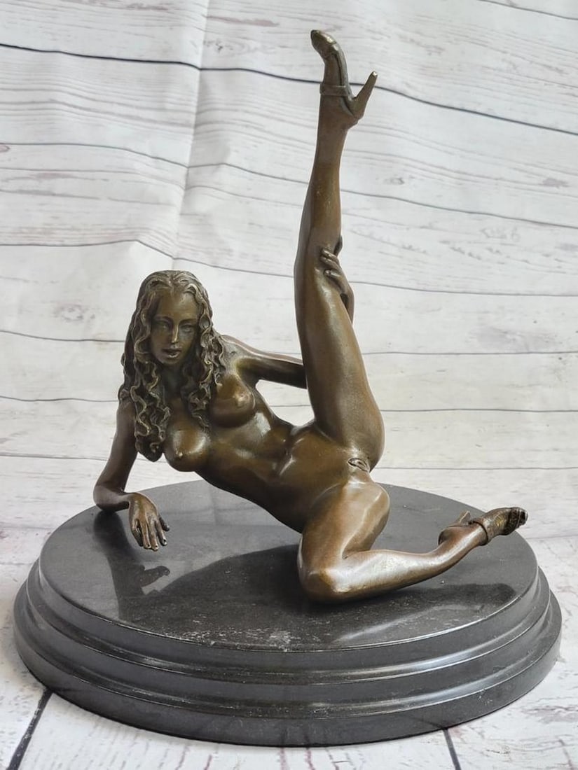 Seductive Desire Erotic Nude Bronze Sculpture by Mavchi -10'' x 8'': Seductive Desire Erotic Nude Bronze Sculpture by Mavchi -10" x 8" Indulge in the allure of this captivating bronze sculpture depicting a seductive nude figure immersed in intense desire. With an