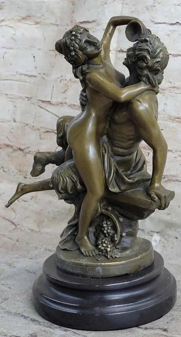 Nude Satyr Holding Nymph Bronze Sculpture by Milo - 12'' x 8'': Nude Satyr Holding Nymph Bronze Sculpture by Milo - 12" x 8" Experience the captivating allure of this exquisite bronze sculpture titled " Nude Satyr Holding Nymph." Crafted with meticulou