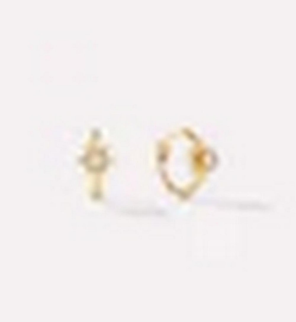 14K Gold Plated Celestial Huggie Hoops with Cubic Zirconia: 14K Gold Plated Celestial Huggie Hoops with Cubic Zirconia These gold-plated huggie hoops are crafted from 100% recycled sterling silver and feature a sparkling cubic zirconia gemstone. Inspired by th