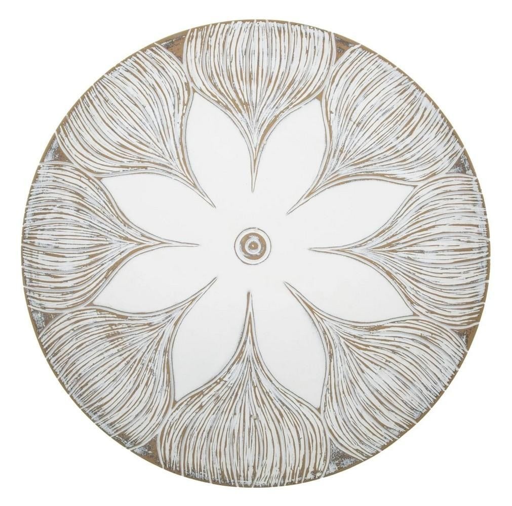 Decorative White Tray with Floral Design: Decorative White Tray with Floral Design Round storage plate adorned with intricate carvings forming a floral design. Explore Mauro Ferretti, the premier Italian brand for home enthusiasts. Renowned