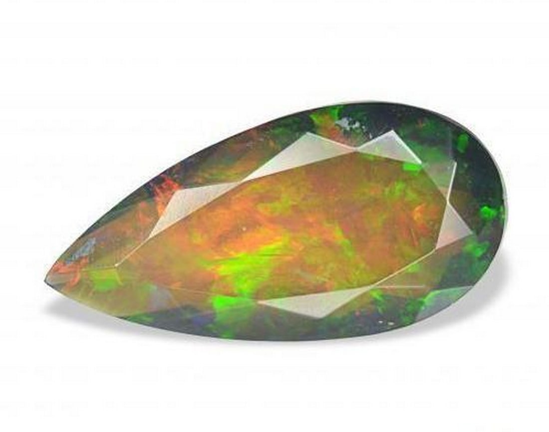 2.45 ct Pear Multicolor Black Opal: 2.45 ct Pear Multicolor Black Opal Introducing the Pear Multicolor Black Opal, a striking natural gemstone weighing 2.45 carats. This Ethiopian opal showcases a vibrant play of multicolored hues acros