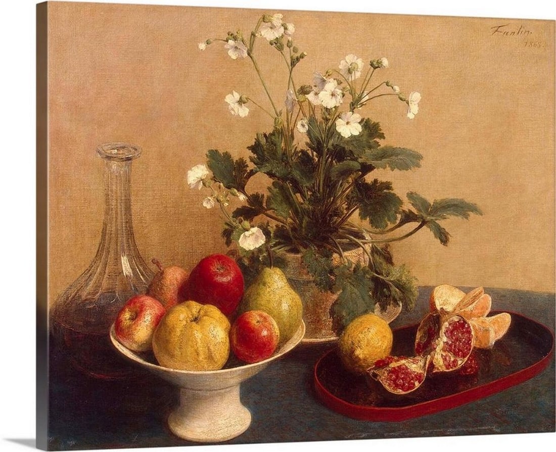 'Flowers, Dish with Fruit, and Carafe'' (1865) - Wall Art Reproduction by Henri Fantin-Latour (1 of 2)