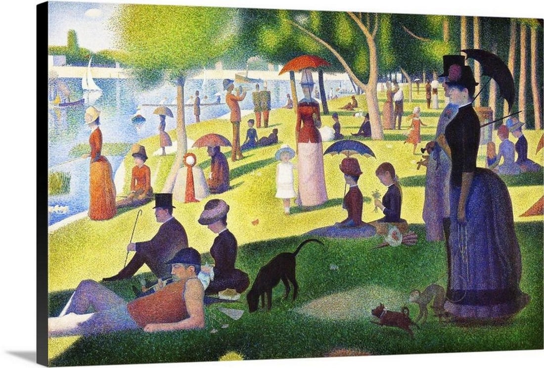 A Sunday on La Grande Jatte - 1884 Canvas Reproduction by Georges Seurat: A Sunday on La Grande Jatte - 1884 Canvas Reproduction by Georges Seurat A Sunday on La Grande Jatte - 1884 is widely regarded as Georges Seurat's greatest work and one of the most remarkable painting