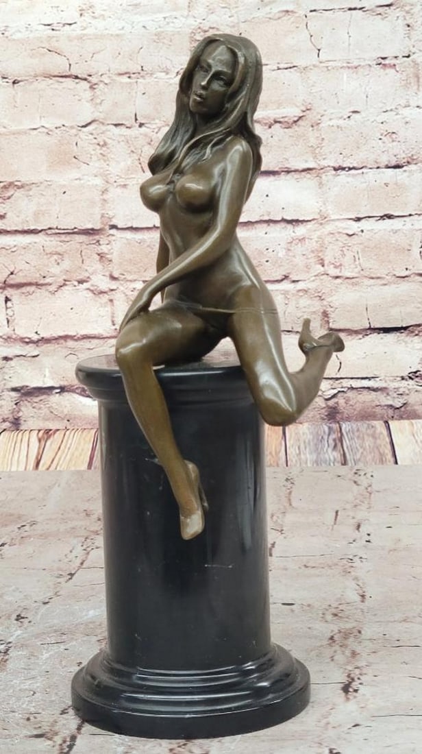 Contemplative Grace Bronze Sculpture by Mavchi - 12'' x 5.5'': Contemplative Grace Bronze Sculpture by Mavchi This exquisite bronze sculpture by Mavchi captures the quiet elegance of a young girl in serene contemplation. With masterful attention to detail, the ar