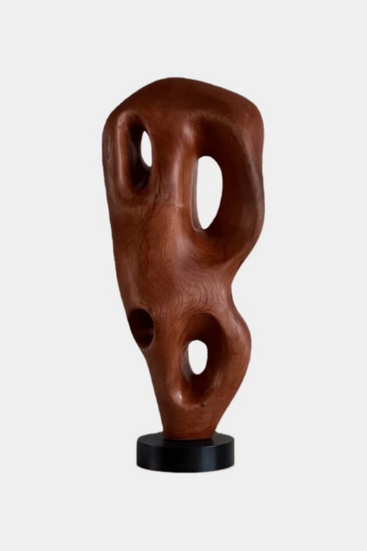 Echo Root - Flowing Form Wooden Sculpture: Echo Root - Flowing Form Wooden Sculpture A captivating wooden sculpture, carved with precision to reveal a network of smooth curves and open contours. Its organic shape suggests movement and transfor