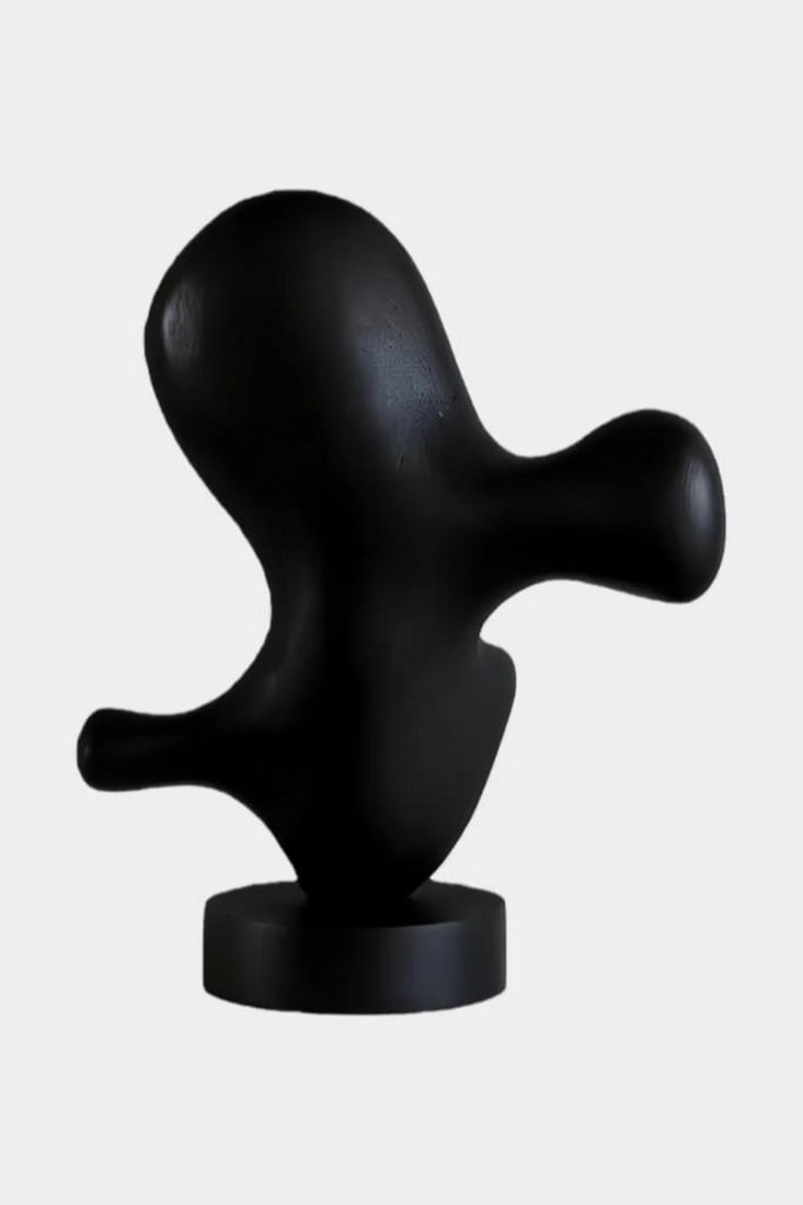 Midnight Bloom - Organic Form Wooden Sculpture: Midnight Bloom - Organic Form Wooden Sculpture A mesmerizing black wooden sculpture, elegantly shaped to reflect the fluidity and mystery of nature's untamed forms. With its smooth curves and branchin