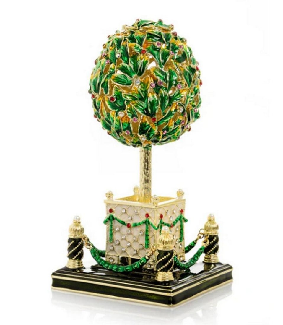 Ornament of Eden??????? Trinket Box: Ornament of Eden Trinket Box This handcrafted enamel-painted trinket box is a stunning blend of artistry and elegance, adorned with handpicked Austrian crystals and finished with either 24K gold or