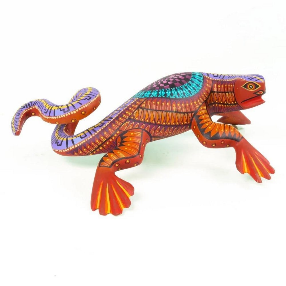 Colorful Zapotec Iguana - Oaxacan Alebrije Wood Carving (1 of 3)