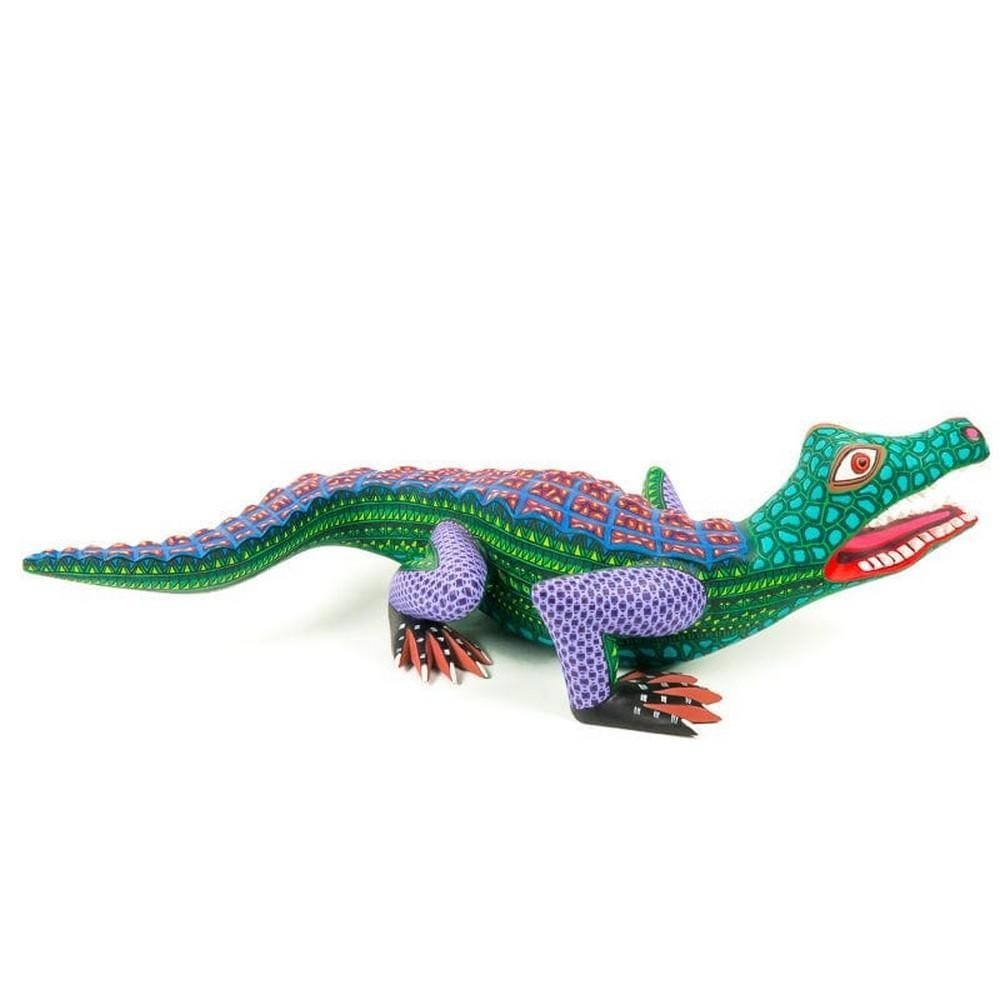 Large Alligator - Oaxacan Alebrije by Lauro Ramirez: Large Alligator - Oaxacan Alebrije by Lauro Ramirez Bold, powerful, and expertly rendered, this large alligator alebrije is a commanding piece of Oaxacan folk art. Hand-carved from a single block of c